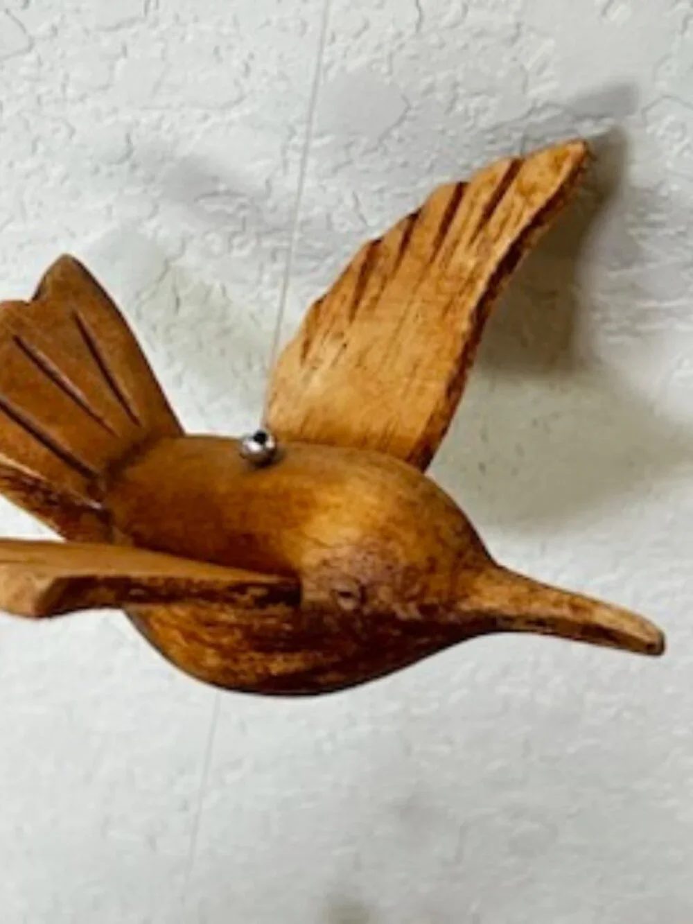 Vintage Hand Carved Wooden Hummingbirds Hanging Wind Spinner